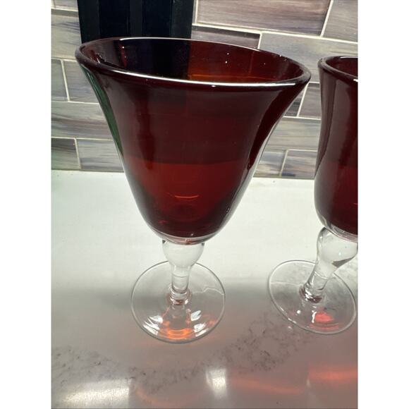Red Casual Setting Water Glasses Durand Ruby Red Glassware 3 - Picture 2 of 14